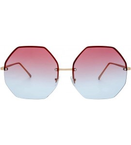 Square Fashion Designer Huge Hexagon Metal frame Ocean Colored Lens Sunglasses Gift Box - 1-gold - CQ185L84W52 $22.37