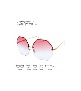 Square Fashion Designer Huge Hexagon Metal frame Ocean Colored Lens Sunglasses Gift Box - 1-gold - CQ185L84W52 $22.37