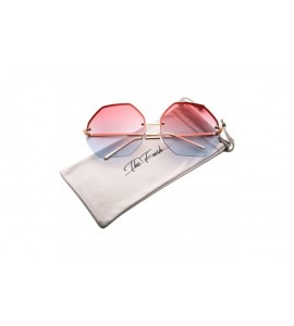 Square Fashion Designer Huge Hexagon Metal frame Ocean Colored Lens Sunglasses Gift Box - 1-gold - CQ185L84W52 $22.37