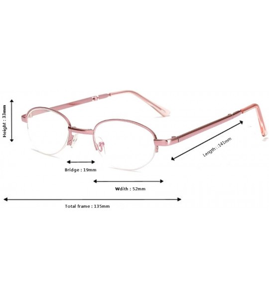 Rimless Folding Reading Glasses Ladies Fashion Metal 1.0 to 4.0 - Pink Fold - CQ18E7O79XK $41.63