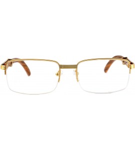 Semi-rimless Reading Glasses Vintage Semi-Rimless Metal & Wood Grain Reader New A258 - Gold Brown - C0195E9OMH8 $29.02