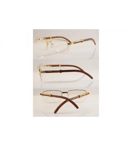 Semi-rimless Reading Glasses Vintage Semi-Rimless Metal & Wood Grain Reader New A258 - Gold Brown - C0195E9OMH8 $29.02