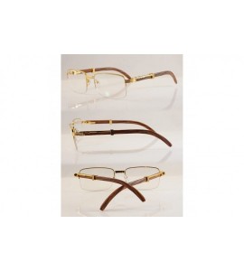 Semi-rimless Reading Glasses Vintage Semi-Rimless Metal & Wood Grain Reader New A258 - Gold Brown - C0195E9OMH8 $29.02