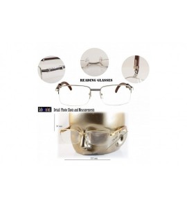 Semi-rimless Reading Glasses Vintage Semi-Rimless Metal & Wood Grain Reader New A258 - Gold Brown - C0195E9OMH8 $29.02