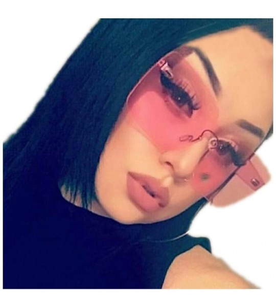 Rimless Spring Summer Oversized Women Square Sunglasses Fashion Men Rimless Tint Lens Glasses - 2 - CK184K9793D $16.96