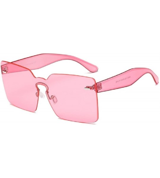 Rimless Spring Summer Oversized Women Square Sunglasses Fashion Men Rimless Tint Lens Glasses - 2 - CK184K9793D $16.96