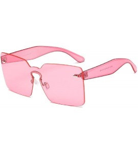 Rimless Spring Summer Oversized Women Square Sunglasses Fashion Men Rimless Tint Lens Glasses - 2 - CK184K9793D $16.96