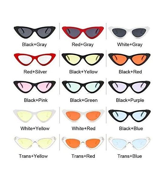 Cat Eye Vintage Sunglasses Glasses Colorful - Black Blue - CN199Y5CH6O $22.29