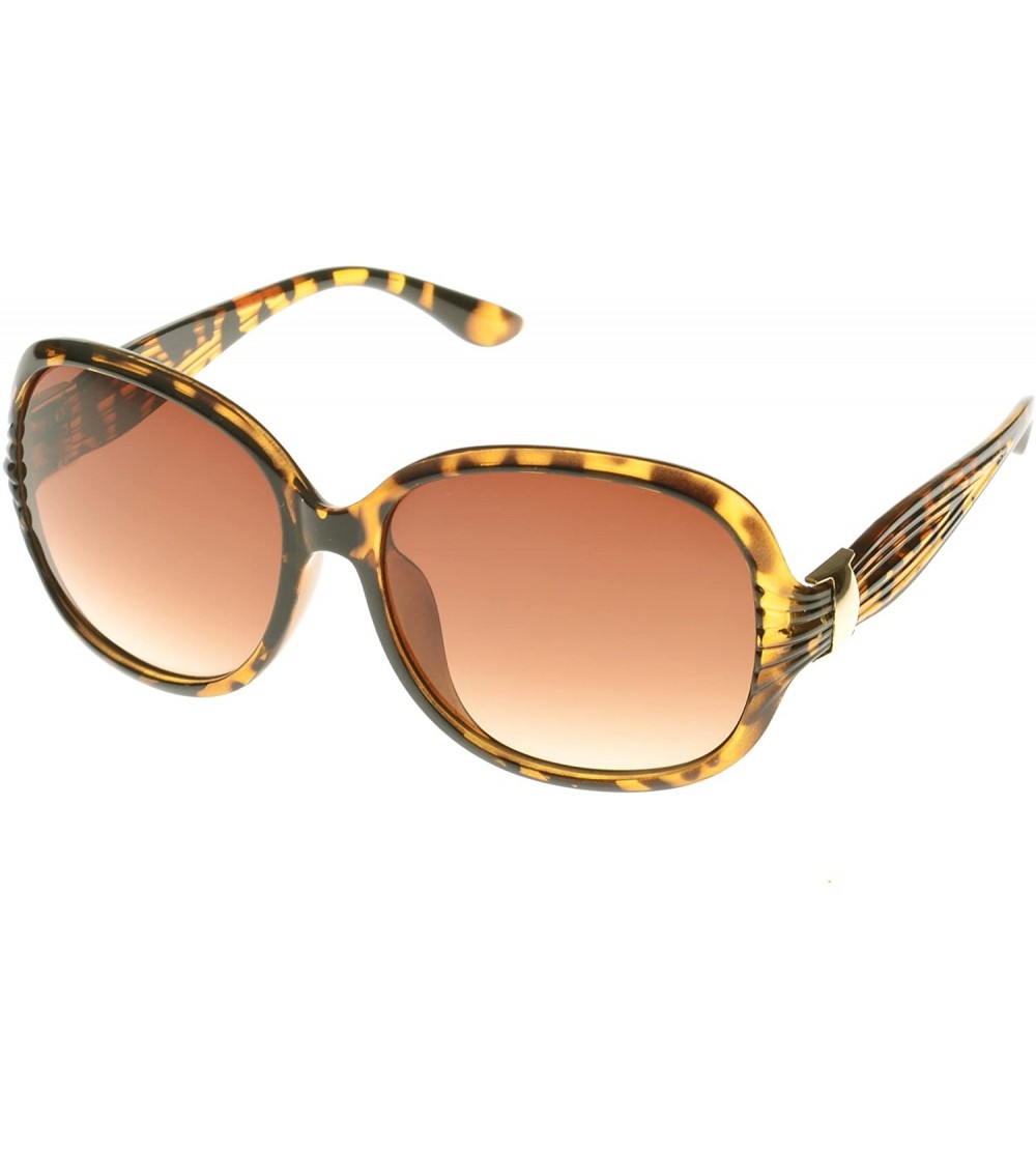 Oval Polished Metal Accents Oval Sunglasses - Leopard - C611O10FZ2P $18.25