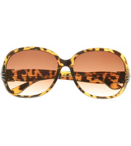 Oval Polished Metal Accents Oval Sunglasses - Leopard - C611O10FZ2P $18.25