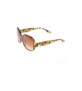 Oval Polished Metal Accents Oval Sunglasses - Leopard - C611O10FZ2P $18.25