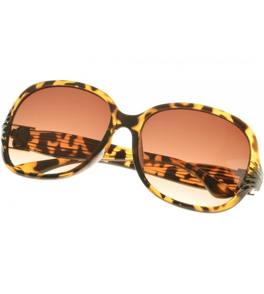 Oval Polished Metal Accents Oval Sunglasses - Leopard - C611O10FZ2P $18.25