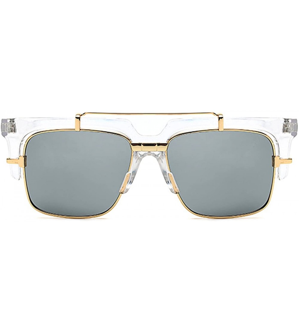 Square Fashion Oversized Half Frame Sunglasses for Men - E - CF12NZ0SM7A $32.77