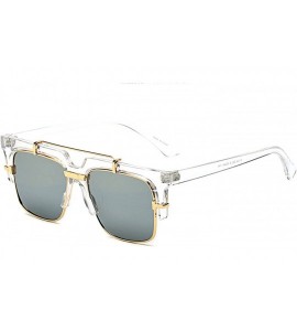 Square Fashion Oversized Half Frame Sunglasses for Men - E - CF12NZ0SM7A $32.77