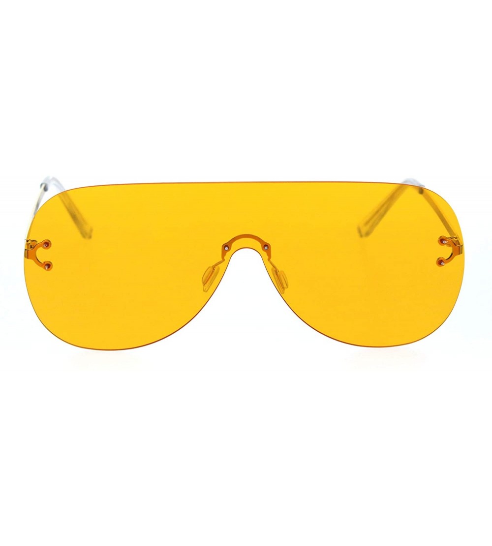 Shield Panel Shield Rimless Light Oversize Retro Racer Sunglasses - Gold Orange - C918RZYKOZ3 $23.96
