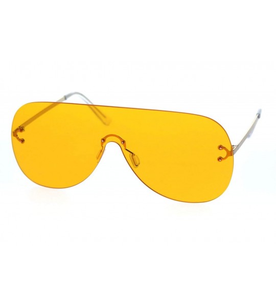 Shield Panel Shield Rimless Light Oversize Retro Racer Sunglasses - Gold Orange - C918RZYKOZ3 $23.96