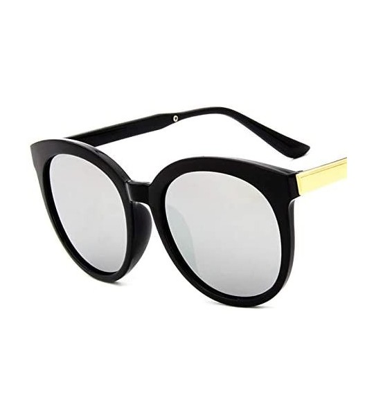 Round Retro Round Sunglasses Ladies Shopping Glasses Big Frame Street Shot Glasses Ladies Sunglasses (Color Silver) - CN198N3...