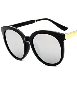 Round Retro Round Sunglasses Ladies Shopping Glasses Big Frame Street Shot Glasses Ladies Sunglasses (Color Silver) - CN198N3...