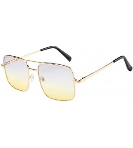 Aviator Men's Women's Sunglasses - Square Polarized Oversized Aviator Cat Vintage Eyewear - Metal Frame Sunglasses - C - CU18...