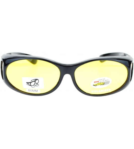 Round Unisex Polarized Yellow Night Driving Lens Oval 60mm Fit Over Sunglasses - Black - CA11QLSG9TX $17.76