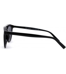 Round Flat Top Hipster Horn Rim Round Keyhole Bi-focal Reading Sunglasses - All Black - CA18X6YIYAM $26.34