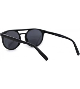 Round Flat Top Hipster Horn Rim Round Keyhole Bi-focal Reading Sunglasses - All Black - CA18X6YIYAM $26.34