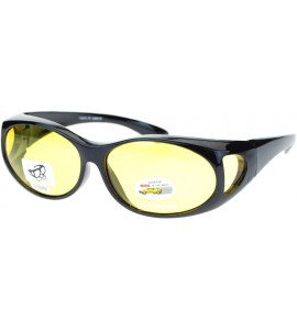 Round Unisex Polarized Yellow Night Driving Lens Oval 60mm Fit Over Sunglasses - Black - CA11QLSG9TX $17.76