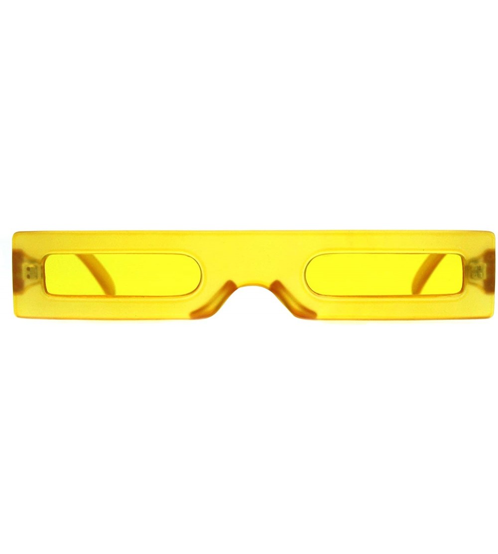 Rectangular Futuristic Pimp Color 80s Robotic Funk Narrow Rectangle Plastic Sunglasses - Yellow - C218HML9SNC $19.88