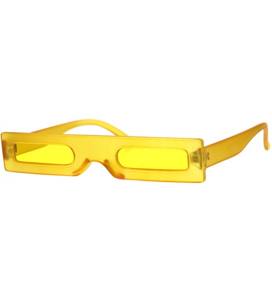 Rectangular Futuristic Pimp Color 80s Robotic Funk Narrow Rectangle Plastic Sunglasses - Yellow - C218HML9SNC $19.88