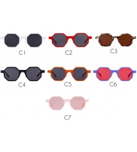 Round Fashion Octagon Leopard Sunglasses Women Vintage N Tortoiseshell Frame Sun Glasses Shades OM553B - C2 Red Gray - CZ197Y...