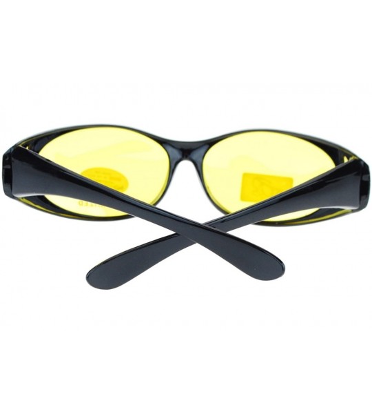 Round Unisex Polarized Yellow Night Driving Lens Oval 60mm Fit Over Sunglasses - Black - CA11QLSG9TX $17.76
