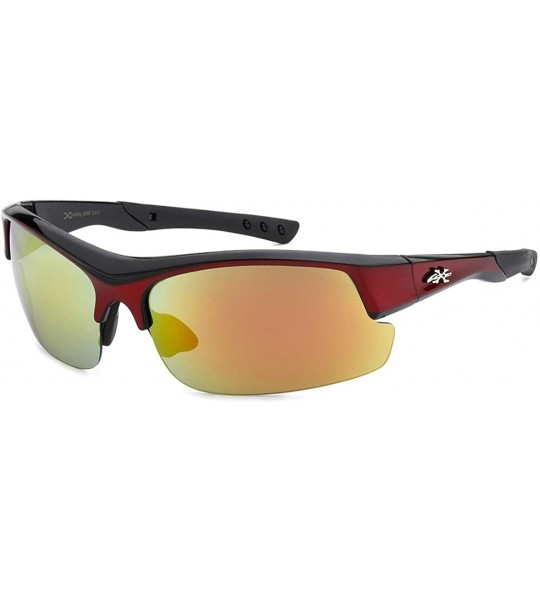 Wrap Men's Half Frame Sports Wrap Sunglasses - Red / Yellow Orange Lens - C018IHKSTW2 $18.59