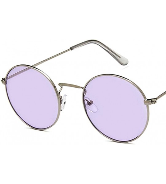 Round Unisex Sunglasses Retro Gold Red Drive Holiday Round Non-Polarized UV400 - Silver Purple - CQ18RI82OHX $18.29