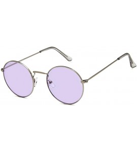 Round Unisex Sunglasses Retro Gold Red Drive Holiday Round Non-Polarized UV400 - Silver Purple - CQ18RI82OHX $18.29