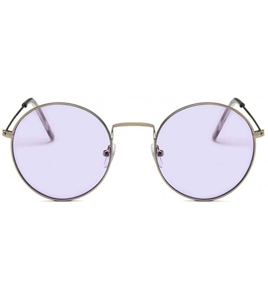 Round Unisex Sunglasses Retro Gold Red Drive Holiday Round Non-Polarized UV400 - Silver Purple - CQ18RI82OHX $18.29