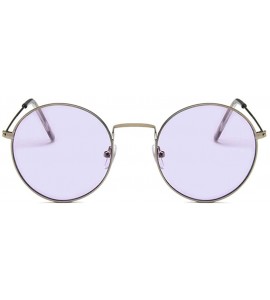 Round Unisex Sunglasses Retro Gold Red Drive Holiday Round Non-Polarized UV400 - Silver Purple - CQ18RI82OHX $18.29