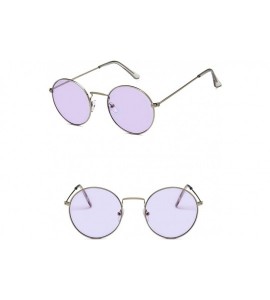 Round Unisex Sunglasses Retro Gold Red Drive Holiday Round Non-Polarized UV400 - Silver Purple - CQ18RI82OHX $18.29