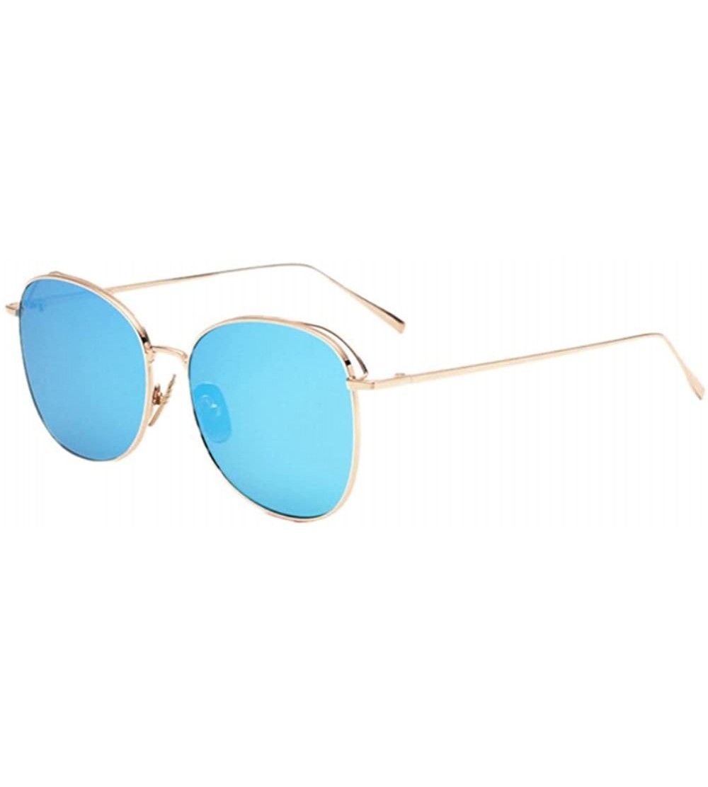 Square Men Retro UV400 Sunglasses Women Square Sun Glasses Mirrored Lens - Blue - CX182K2Z9XM $18.76
