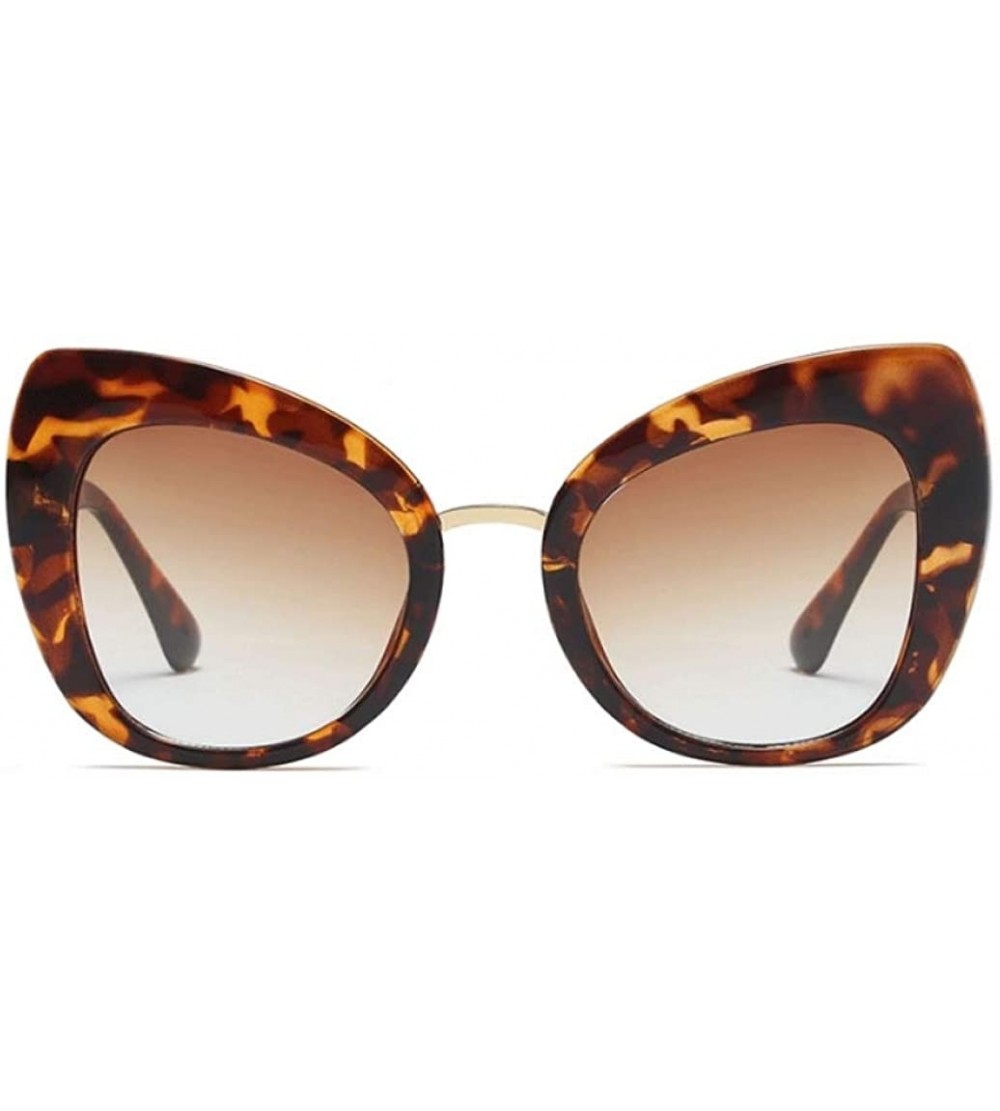 Rimless Transparent Snake Cat Eye Sunglasses Men Women Big Frame Fashion Shades UV400 Vintage Glasses - C6 Leopard Tea - CL18...
