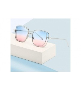 Square 2019 New Two-color lens sunglasses Brand Designer female double Frame Square men's pearls Glasses - CG18WOR2G6A $24.35