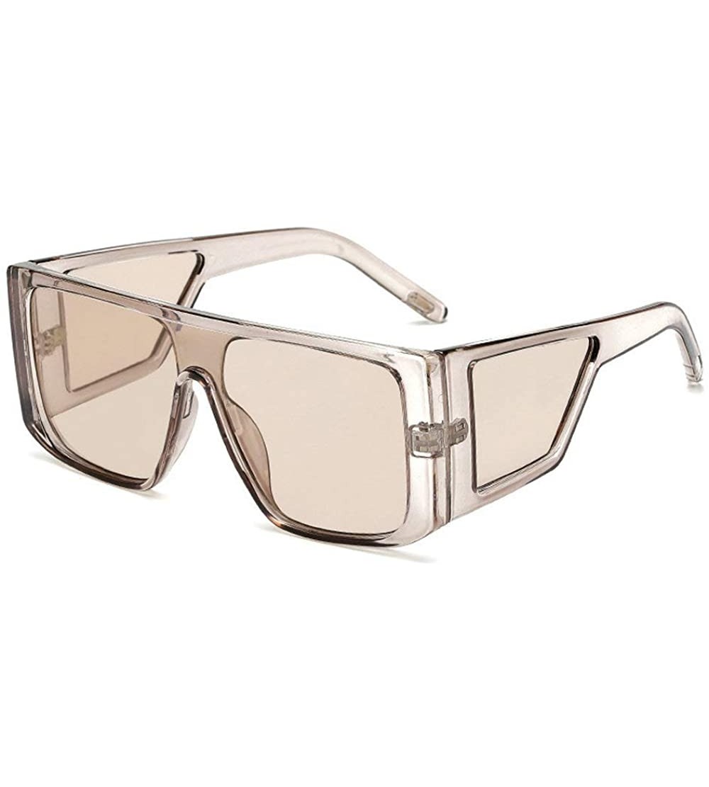 Shield Fashion Oversized Square Shield Style Unisex Sunglasses Vintage Brand Design Sun Glasses - Brown - CX18M74I0R9 $20.39