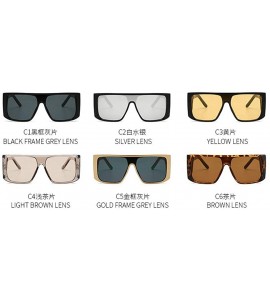 Shield Fashion Oversized Square Shield Style Unisex Sunglasses Vintage Brand Design Sun Glasses - Brown - CX18M74I0R9 $20.39