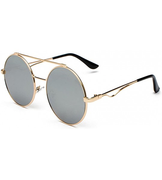 Rimless Men women Metal Round Sunglasses Slim frame Colored Flat Lens 60mm - Silver - CK18EOUHIZM $18.92