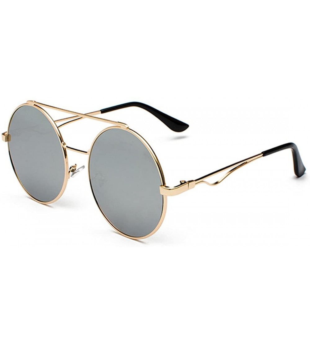 Rimless Men women Metal Round Sunglasses Slim frame Colored Flat Lens 60mm - Silver - CK18EOUHIZM $18.92