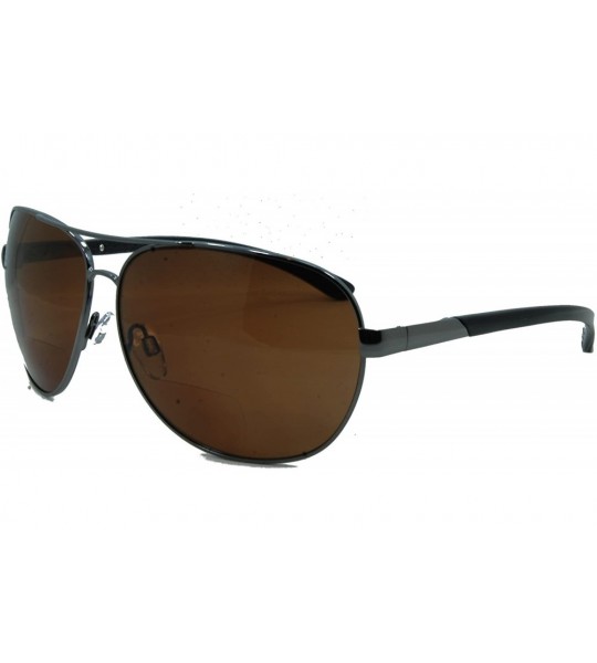 Aviator C Moore Polarized Aviator Nearly Invisible Line Bifocal Sunglasses - Pewter-brown - C811NFR82DJ $77.35