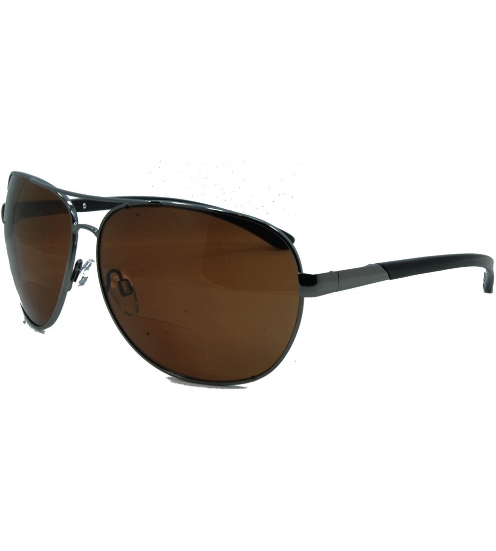 Aviator C Moore Polarized Aviator Nearly Invisible Line Bifocal Sunglasses - Pewter-brown - C811NFR82DJ $77.35