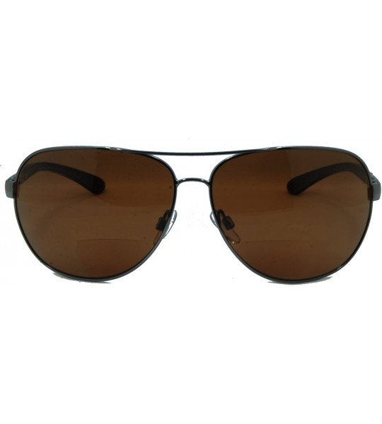 Aviator C Moore Polarized Aviator Nearly Invisible Line Bifocal Sunglasses - Pewter-brown - C811NFR82DJ $77.35