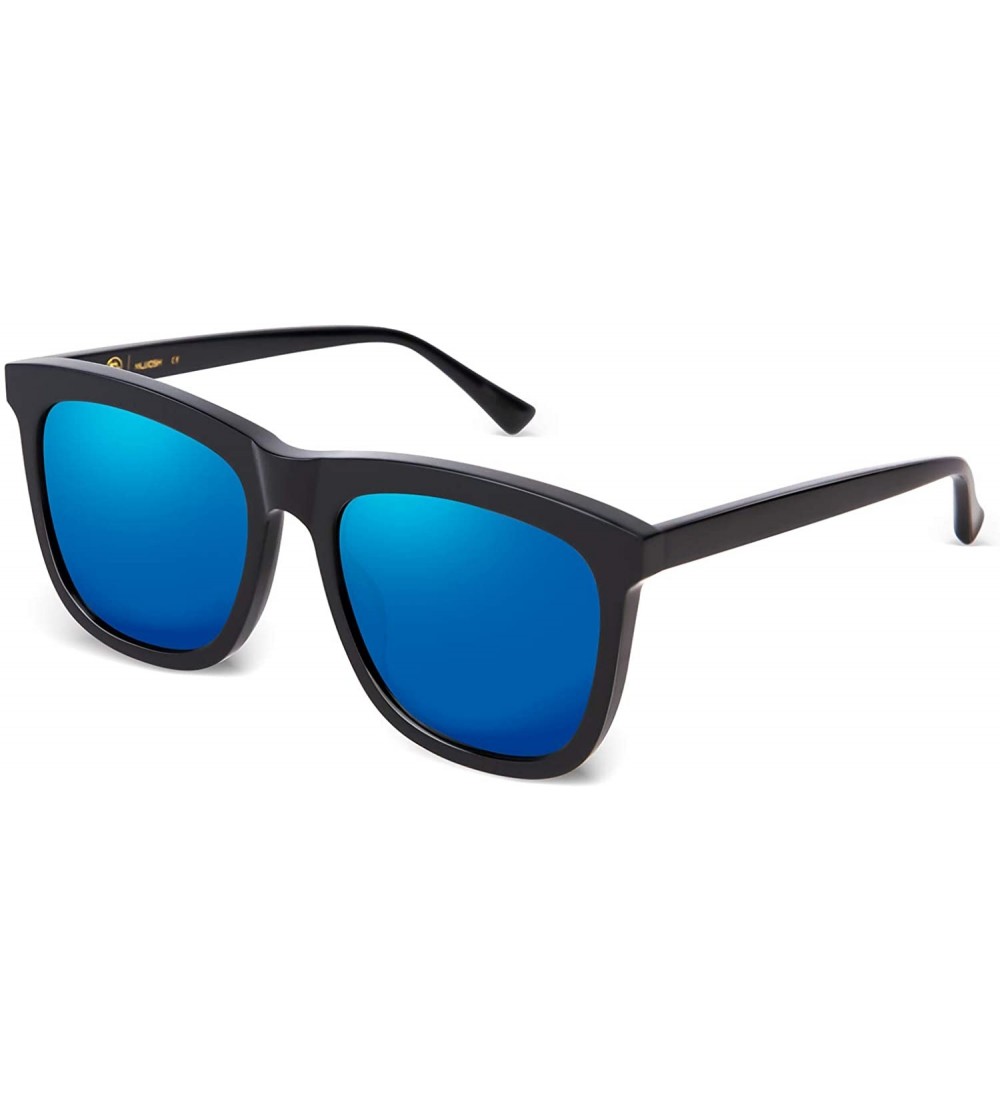 Square Polarized Sunglasses for Men UV Protection Mirrored Driving Black Square - Ice Blue - CV18NN5GGK4 $67.80