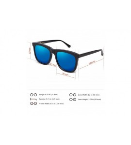 Square Polarized Sunglasses for Men UV Protection Mirrored Driving Black Square - Ice Blue - CV18NN5GGK4 $67.80