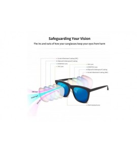 Square Polarized Sunglasses for Men UV Protection Mirrored Driving Black Square - Ice Blue - CV18NN5GGK4 $67.80